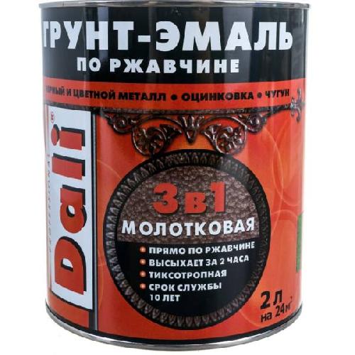 Грунт-эмаль DALI 3 в 1 МОЛОТКОВАЯ зеленая 2л