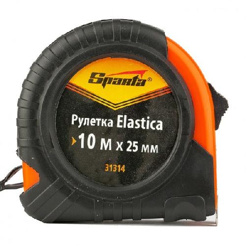 Рулетка ELASTIKA SPARTA 10м*25мм,обрезин.корпус.