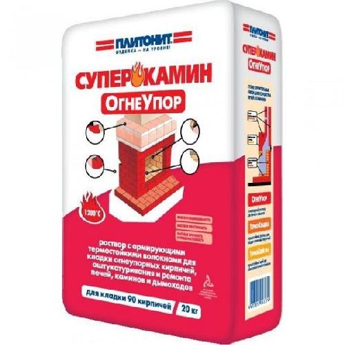 Сухая смесь "СуперКамин,ОГНЕУПОРНЫЙ,Плитонит"20кг