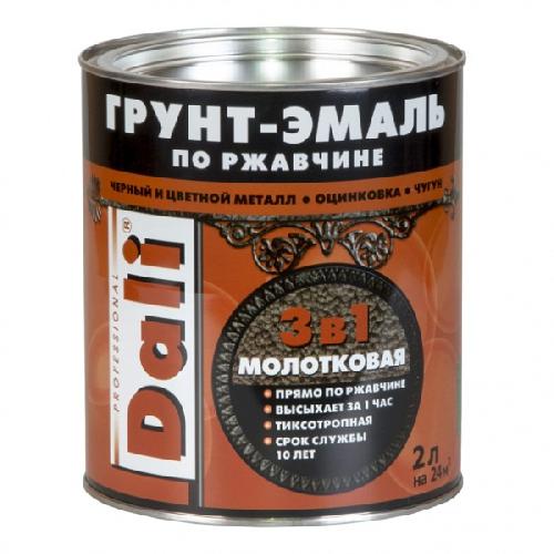 Грунт-эмаль DALI 3 в 1 МОЛОТКОВАЯ коричневая 2л
