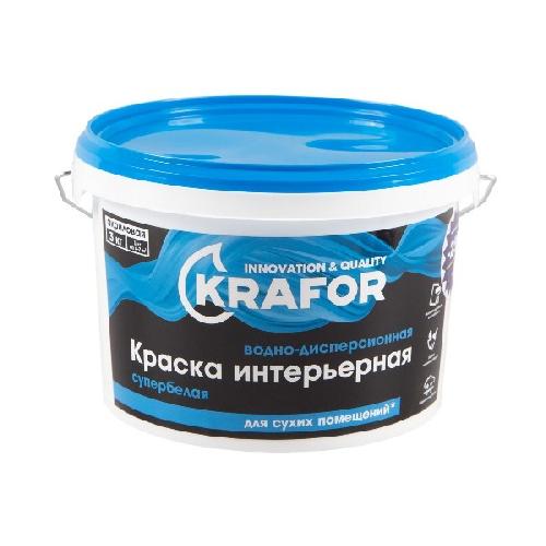 Краска интерьерная супербелая 3кг КРАФОР